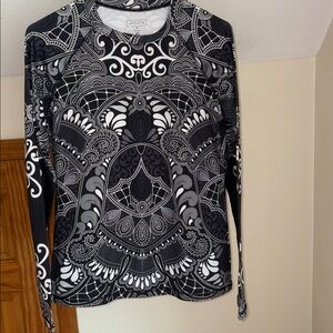 Athleta Monochrome Ornate Long Sleeve Top